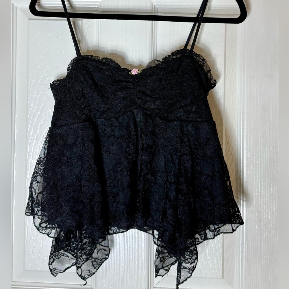 Black Lace Babydoll Top